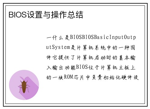 BIOS设置与操作总结